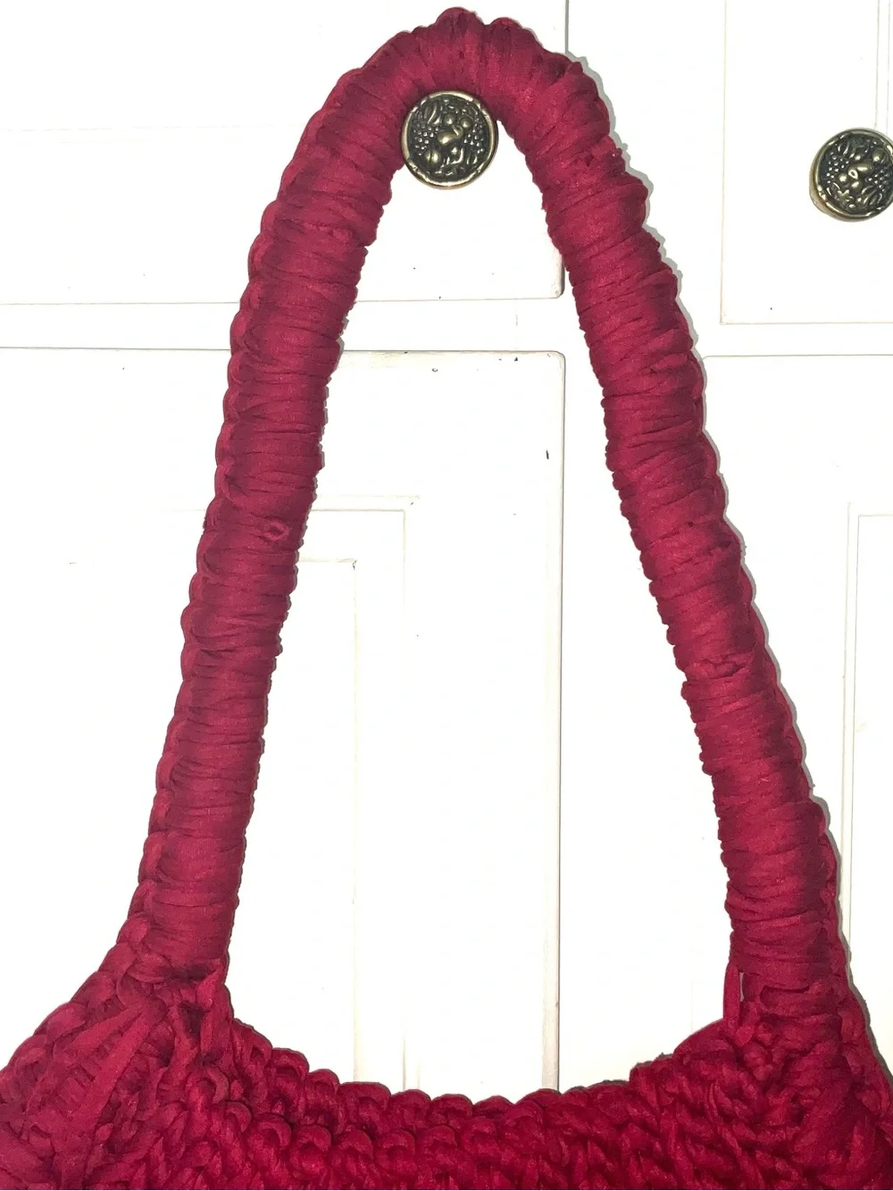Handmade Burgundy Red Crochet Hobo Shoulder Bag